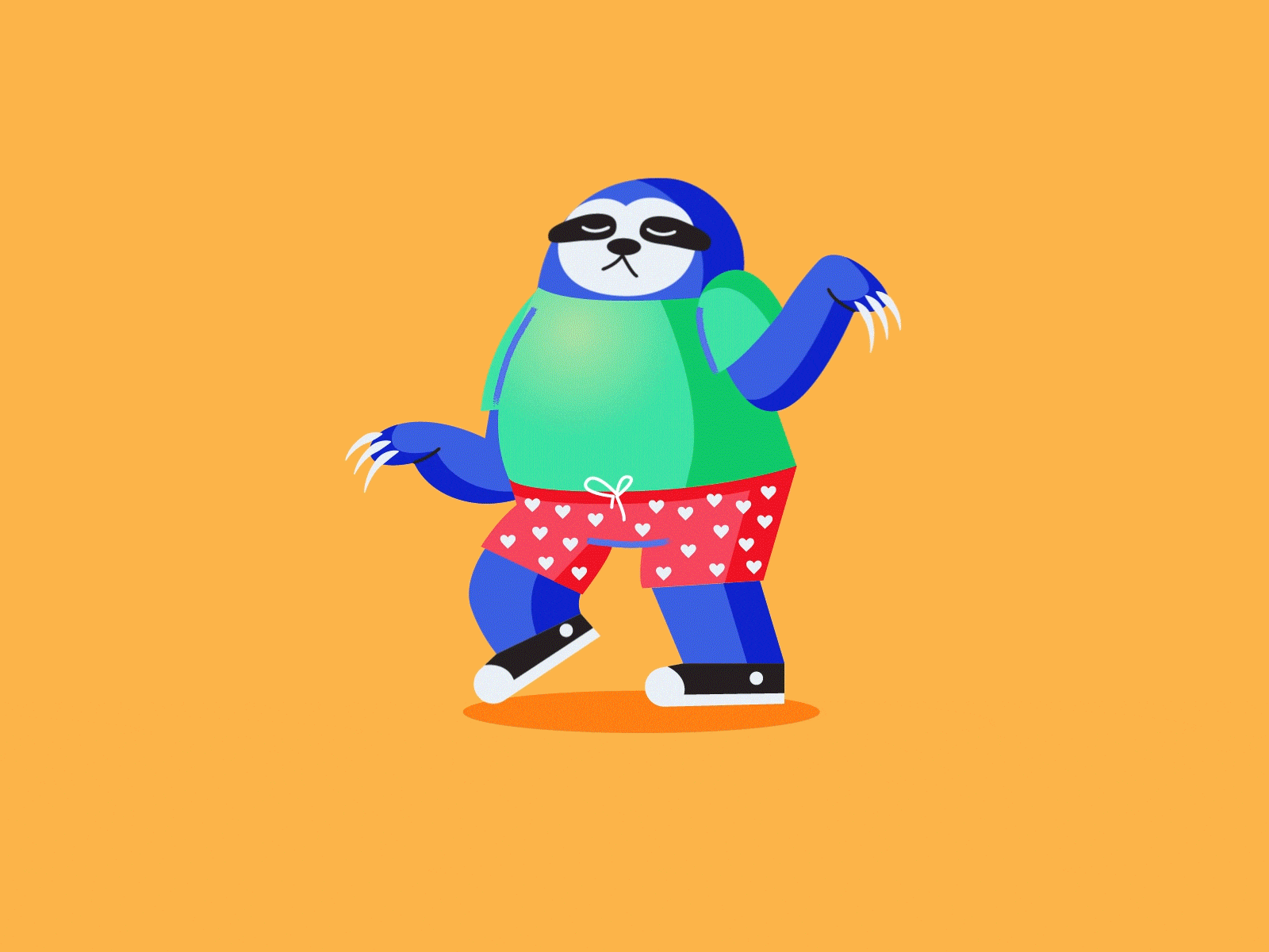 Dancing sloth animal animated animation dance dancing illustration sloth vector