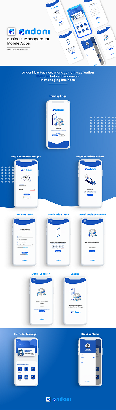 Andoni Business Management Mobile Apps ui design ui ux design