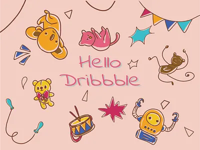 Hello Dribbble ! illustration illustration art simpleillustration toys vector vector illustrations