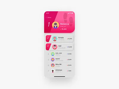 daily UI #019 - Leaderboard 019 app daily daily ui design healthcare leaderboard pink ranking ui