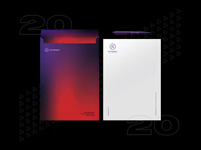 Futunext - Letterhead + envelope brand brand design brand identity branding business design envelope gradient letterhead rebranding redesign smarthome stationery