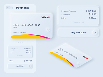 Neumorphic Checkout Page card checkout design neumorphism paryment ui