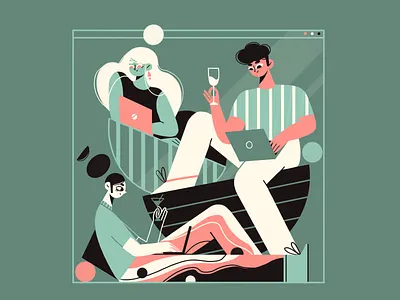 Virtual Life 2d character characterdesign colors design drink hair illustration illustration art illustration design marketing virtual virtualreality website