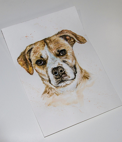 watercolor portrait of a dog, art drawing hand painted illustration paint painting