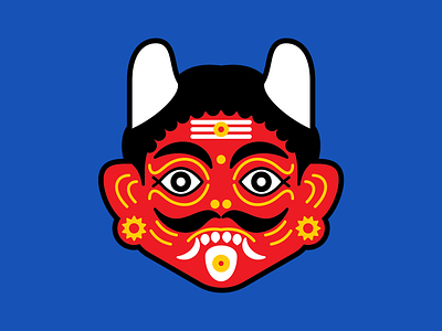 Evil Spirit Repellent apparel apparel design blue cap cap design evil evil eye fangs illustration illustration art illustration artist india india illustration moustache red religious illustration vector vector illustrator yellow