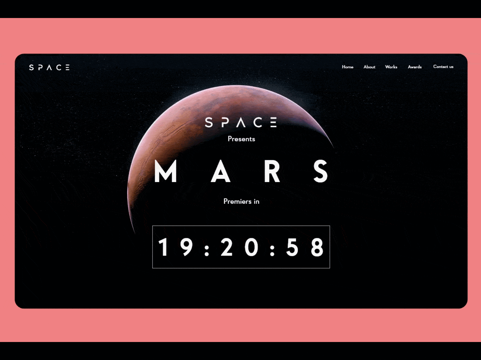 Countdown Timer for web app for daily UI day 14 countdown countdown timer dailyui dailyuichallenge dark ui mobile design space space web website countdown