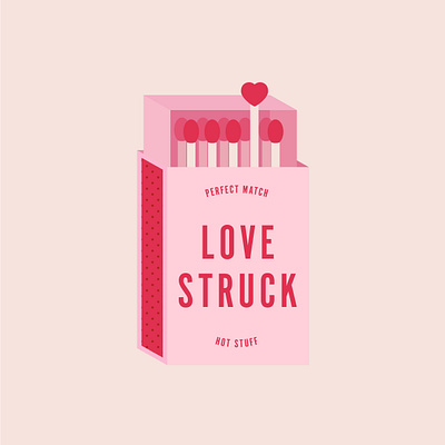 Love Struck Match Box hot stuff illo illustration love match matchbox matches perfect match pink stick struck white