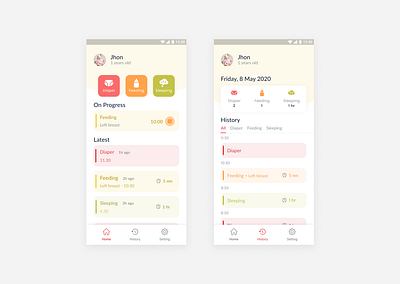 baby app app design ui