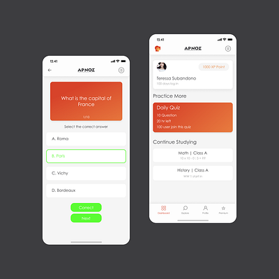 aplikasi kuis app design ui