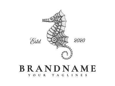 Seahorses vintage classic engraved engraving hand drawn illustration illustration design logo logo for sale rustic seahorses steampunk vector vintage vintage logo