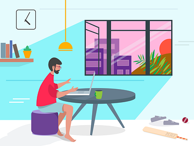 Work at Home - Lockdown abstarct art branding building character clock cricket design digitalart from home illustration lockdown meeting stayhome sunset vector wfh windows work