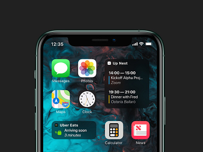 Home Screen Widgets apps concept home screen ios14 native app third party apps ubereats ui ux widgets