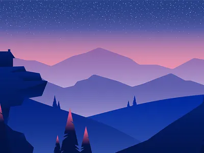 Evening landscape background design illustration landscape mountain vector
