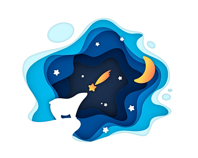 Polar bear bear design illustration papercut vector winter