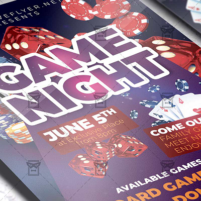 Game Night - Flyer PSD Template together at home