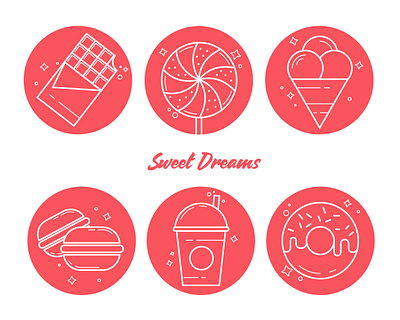 Icons candy candy design flat food icon set icons illustration sweets vector
