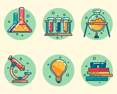 Icons chemistry chemistry design flat icon set icons illustration science vector