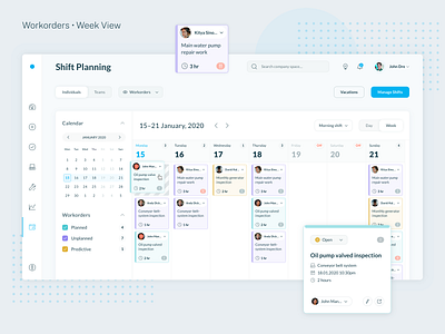 Shift planning feature concept for Connectavo calender clean interaction design leave management shift creation shift planning shifts ui ui design ux design web week