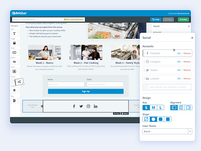Landing Page Builder – Social Element app product ui