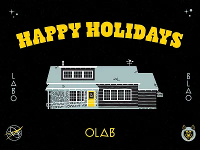 OLAB Holiday astro cabin christmas design grays cabin holiday illustration nasa olab space space dog truckee typography vector