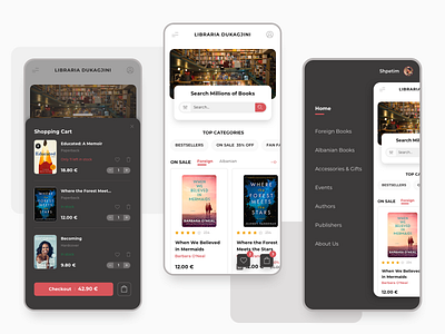 Book Store Mobile app app design books bookstore buy books dukagjini interaction design interface reading shop shopping app shopping cart store ui user experience user interface ux