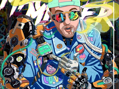 Mac miller character design illustration illustrator photoshop smoke