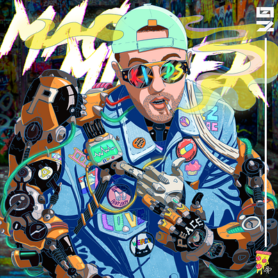 Mac miller character design illustration illustrator photoshop smoke