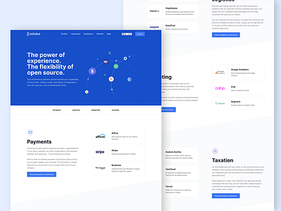 Integrations - Solidus ecommerce integrations landing page platform product design ui ux web web design website websites