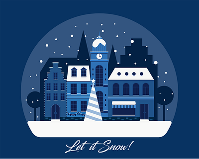 Winter town christmas cityscape design illustration old town vector