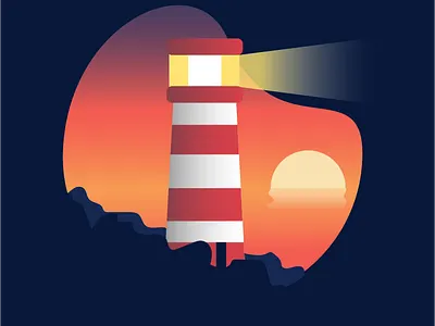 Sunset Lighthouse design drawing graphic illustration illustrator light lighthouse night sunsetlighthouse suset vector