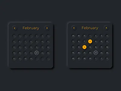 Neumorphic Calendar picker design icon ui