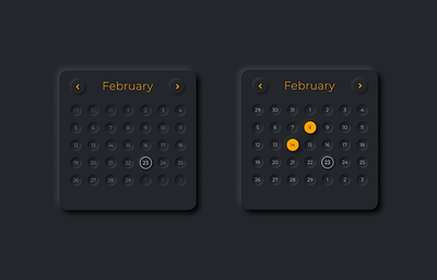 Neumorphic Calendar picker design icon ui