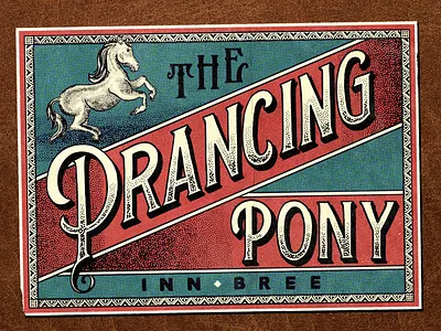 The Prancing Pony badge hotel label lettering lord of the rings pony portugal retro type vintage