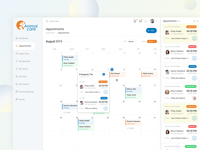 Appointments Page appointment booking appointments calendar calendar app clean clean ui creative design dailyui dashboad dashboard ui listings minimalist modern design product design ui user experience design user interface design ux visual design white theme