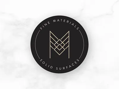 Logo for Fine Materials black black and white circle containers creative fine font geometric gold golf logo logotype marble materials minimal proposal runes transport typography white