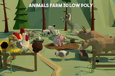 Animals Farm 3D Models 3d 3d art 3dmodel 3dmodeling animal animals cow farm game assets gamedev low poly low poly lowpoly lowpolyart pig