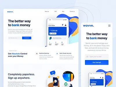 Wavvemoney - Landing Page design digital banking illustration landing page