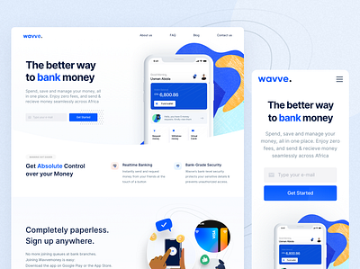 Wavvemoney - Landing Page design digital banking illustration landing page