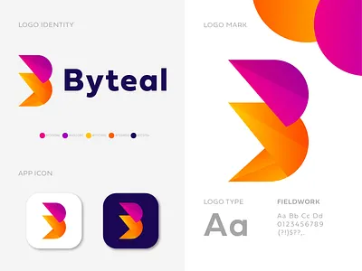Byteal (B) Letter Logo Design abstract app logo brand identity branding design colorful logo creative design creative logo custom letter letter logo logo design logo mark logotype modern modern logo design typography web logo