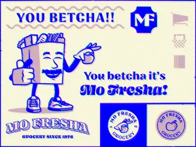 Photocopy apple badge branding food grocery icon illustration logo mascot mustache vector weeklywarmup