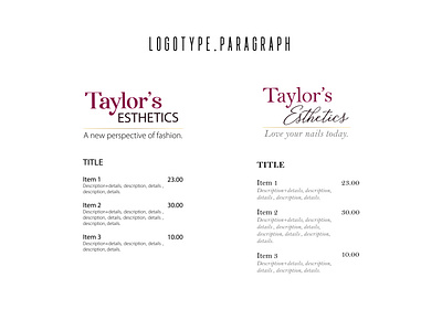 Taylor's Esthetics brand brand design brand identity branding design graphic graphicdesign identity identity design logo logotype logotype design logotypedesign paragraph paragraphdesign