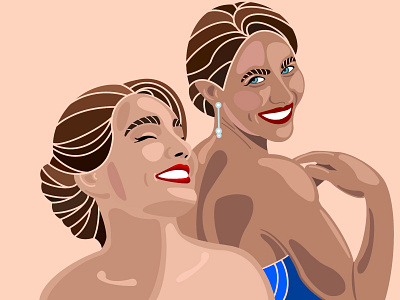 Girls having fun beauty brown earring friend friendship fun girl girl character girl illustration girls illustration laugh laughing lineart lips redlips