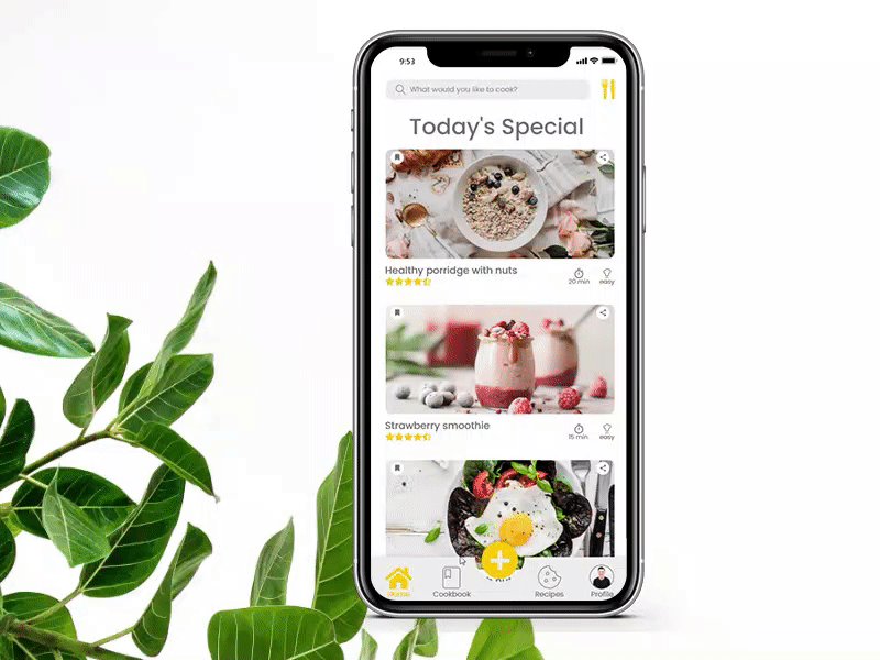 Community Cookbook App animation community app cookbook cooking app design interaction design mobile app recipe app ui ux