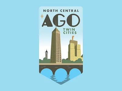 AGO Logo aquatennial branding first national bank building foshay foshay tower illustration logo minneapolis minnesota organ organist saint paul st. paul stone arch bridge witches hat