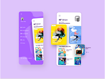 Online learning app app app design cards clean courses education e learning exploration interface ios minimal online course quarantine covid19 isolation side menu study ui uiux ux video call web web design