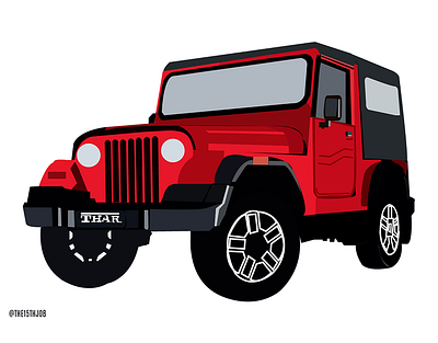 Mahindra THAR art cars illustration illustrator mahindrasuv mahindrathar suv thar