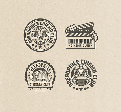 Dreadphile Cinema Club Lockups badge cinema clabboard club film graphic design graphicdesign horror lockup lockups logo movies retro skull vhs vintage