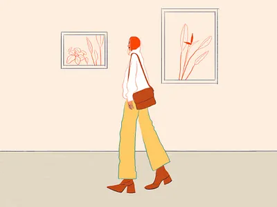 Museum girl art artsy character design digital fashion hair illustration museum museum of art person shoes texture vector