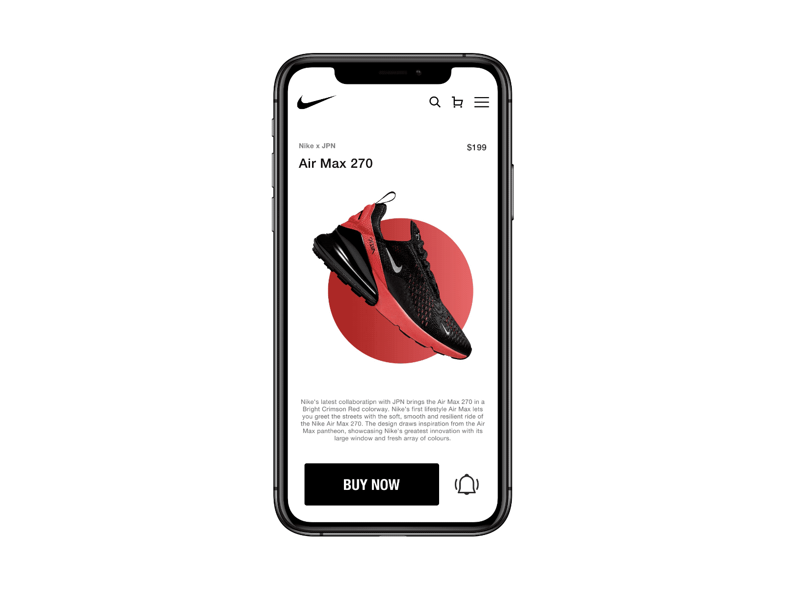 Nike Product Page 012 app daily ui dailyui dailyui 012 e commerce ecommerce japan nike nike air nike air max nike running nike shoes product page shoes shop shopping app sports ui ux