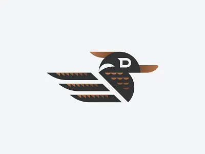 "D" for Duck animal bird duck geometric gradient hunting letter d logo mark minimal modern smart